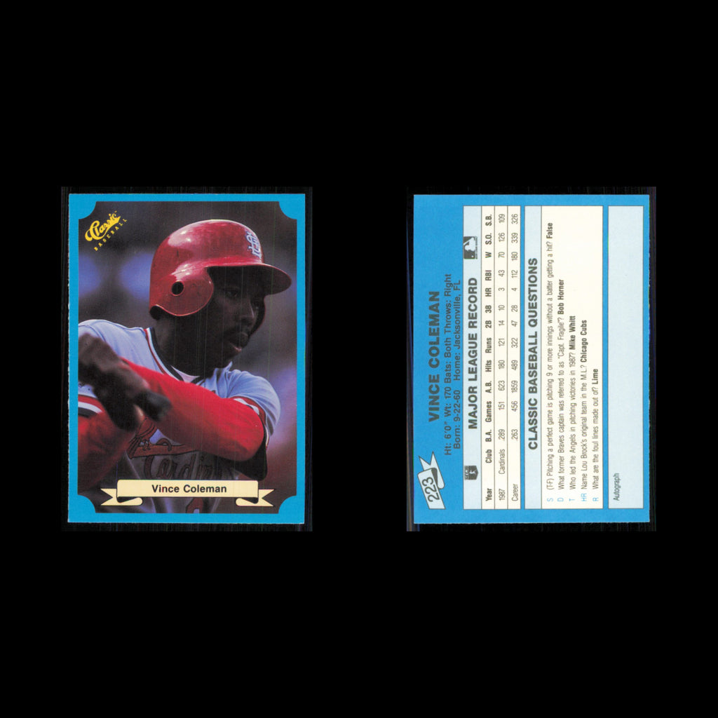 Vince Coleman #223 1988 Classic Blue St. Louis Cardinals Baseball Card MLB NM
