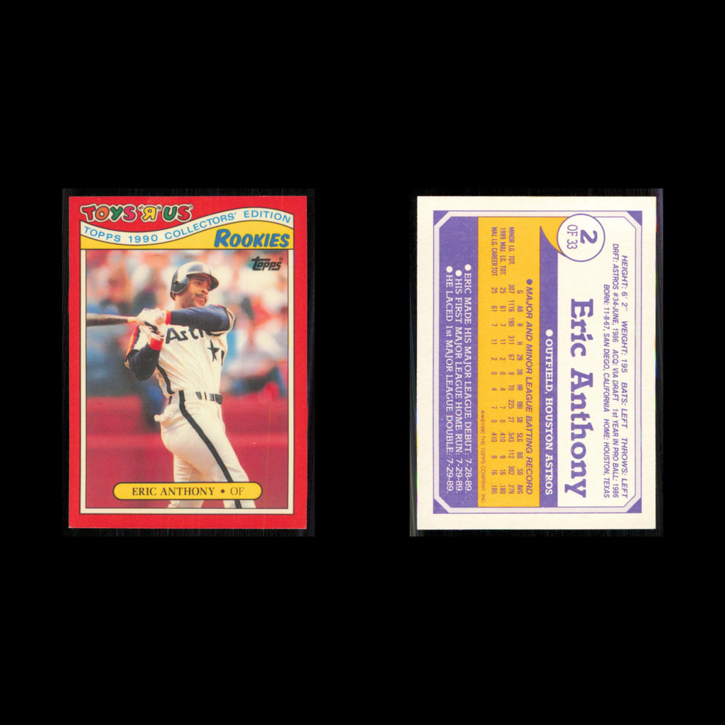 Eric Anthony Rookie #2 1990 Topps ToysRUs Rookies Houston Astros Baseball Card