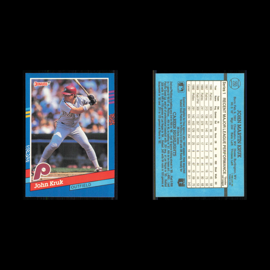 John Kruk #260 1991 Donruss Philadelphia Phillies Baseball Card MLB NM