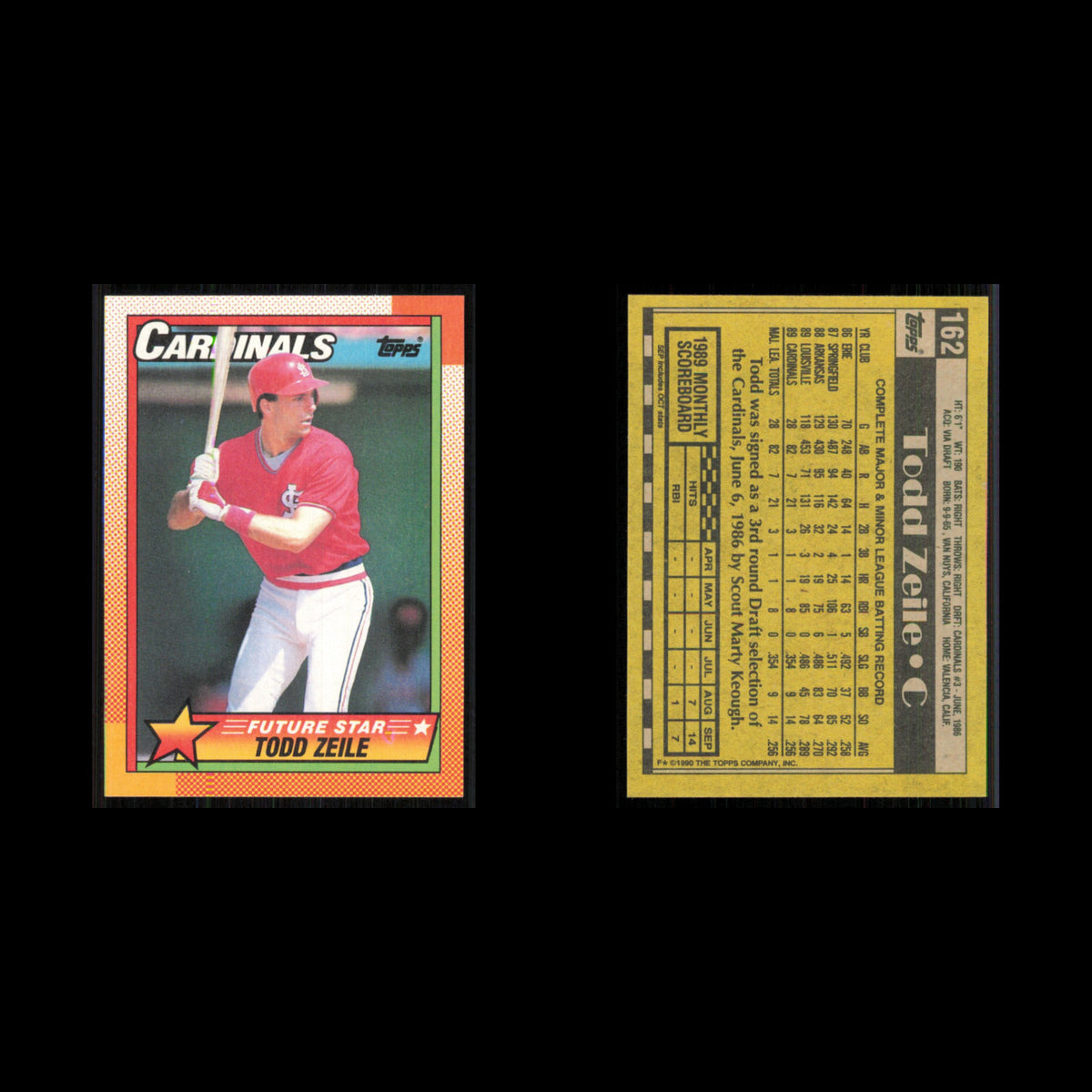 Todd Zeile Rookie #162 1990 Topps St. Louis Cardinals Baseball Card MLB NM