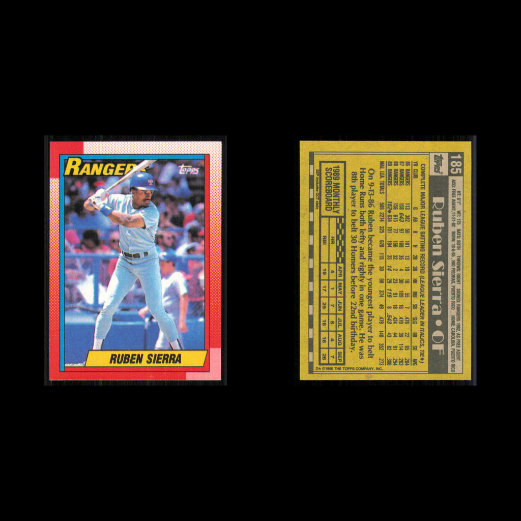 Ruben Sierra #185 1990 Topps Texas Rangers Baseball Card MLB NM