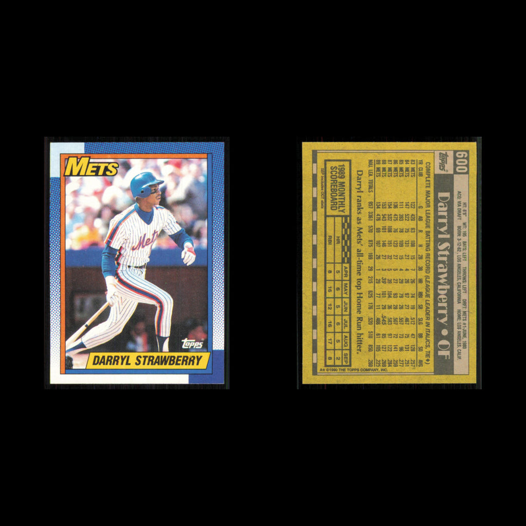 Darryl Strawberry #600 1990 Topps New York Mets Baseball Card MLB NM