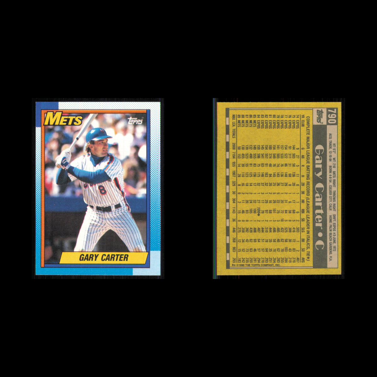 Gary Carter #790 1990 Topps New York Mets Baseball Card MLB NM