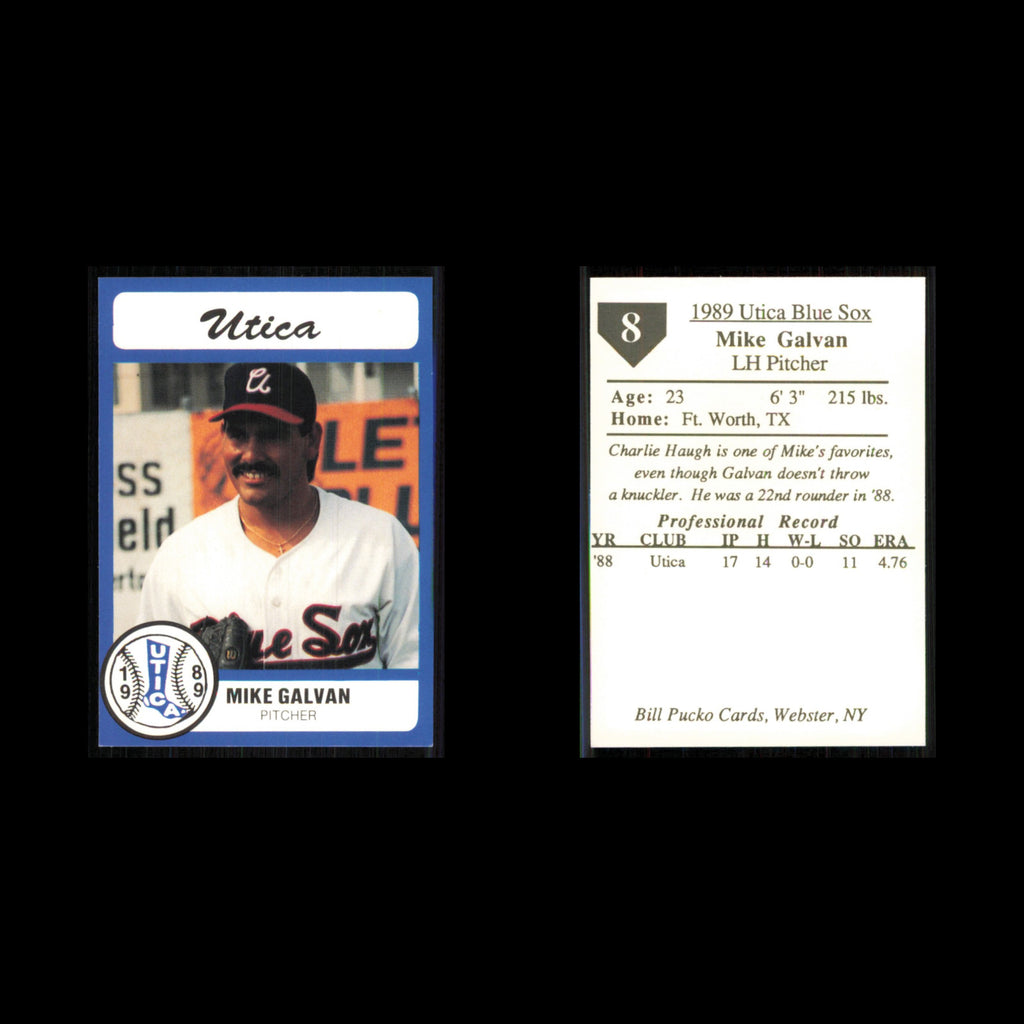Mike Galvan #8 1989 Bill Pucko Utica Blue Sox Baseball Card MLB NM