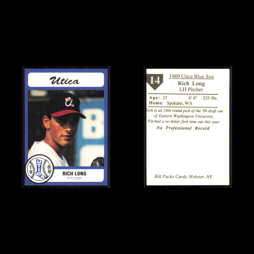 Rich Long #14 1989 Bill Pucko Utica Blue Sox Baseball Card MLB NM
