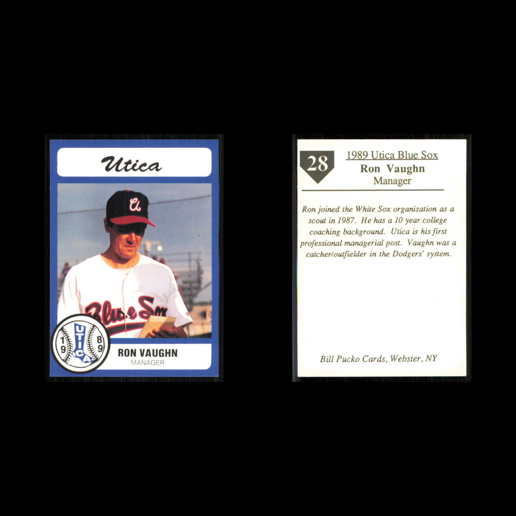 Ron Vaughn #28 1989 Bill Pucko Utica Blue Sox Baseball Card MLB NM