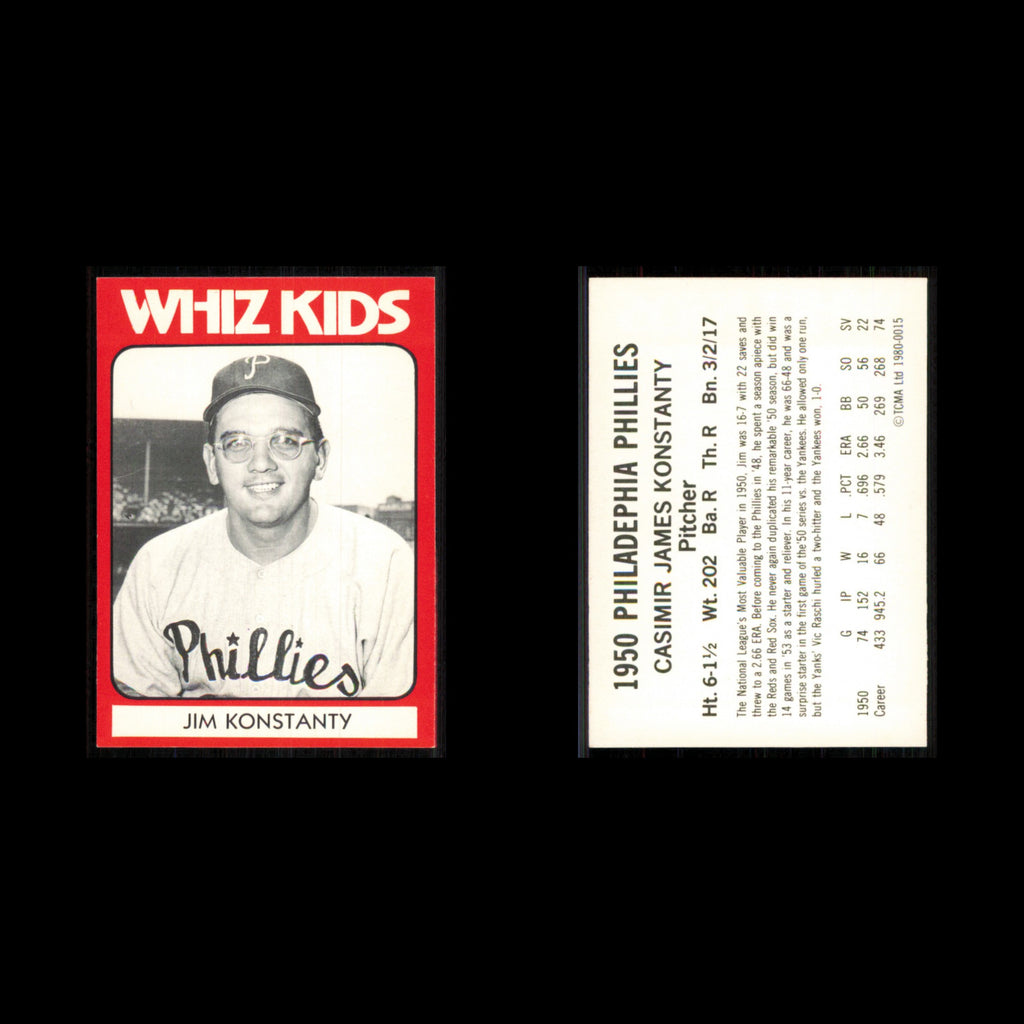 Jim Konstanty #15 1980 TCMA 1950 Philadelphia Phillies Whiz Kids Baseball Card