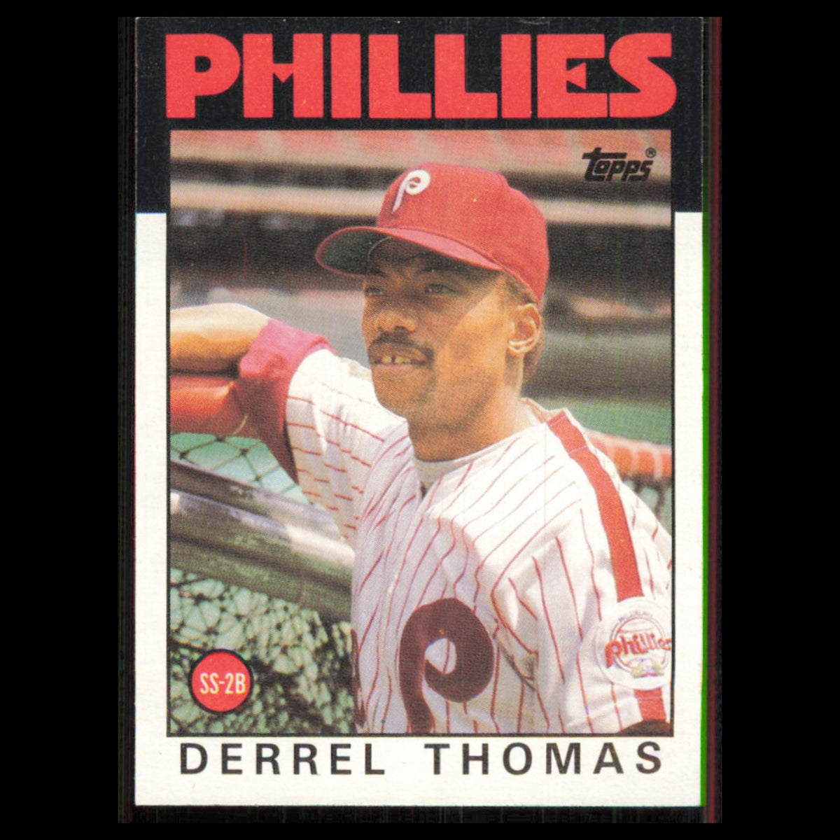 Derrel Thomas #158 1986 Topps Philadelphia Phillies Baseball Card MLB NM