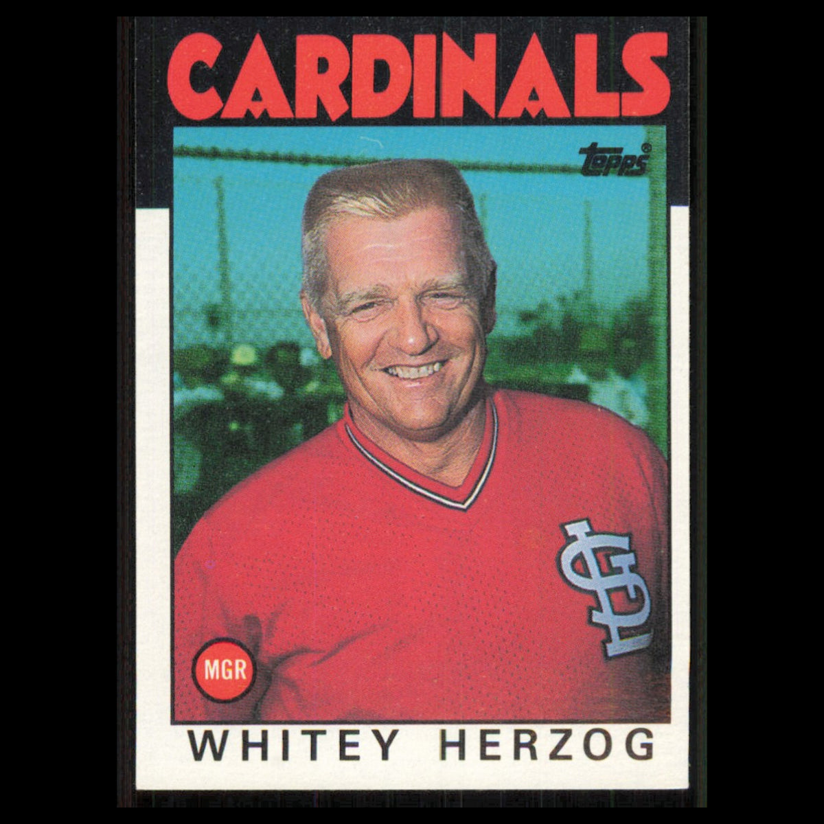 Whitey Herzog #441 1986 Topps St. Louis Cardinals Baseball Card MLB NM