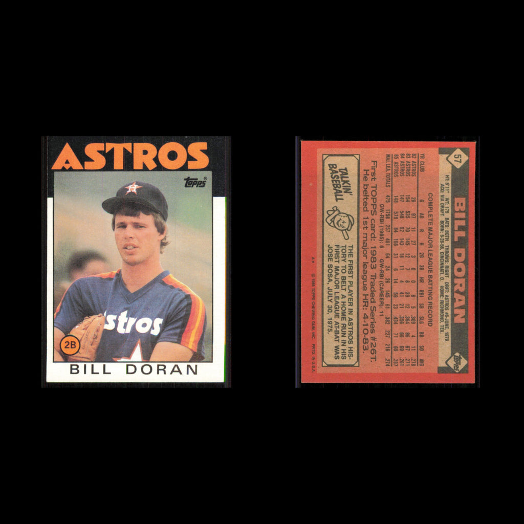 Bill Doran #57 1986 Topps Houston Astros Baseball Card MLB NM