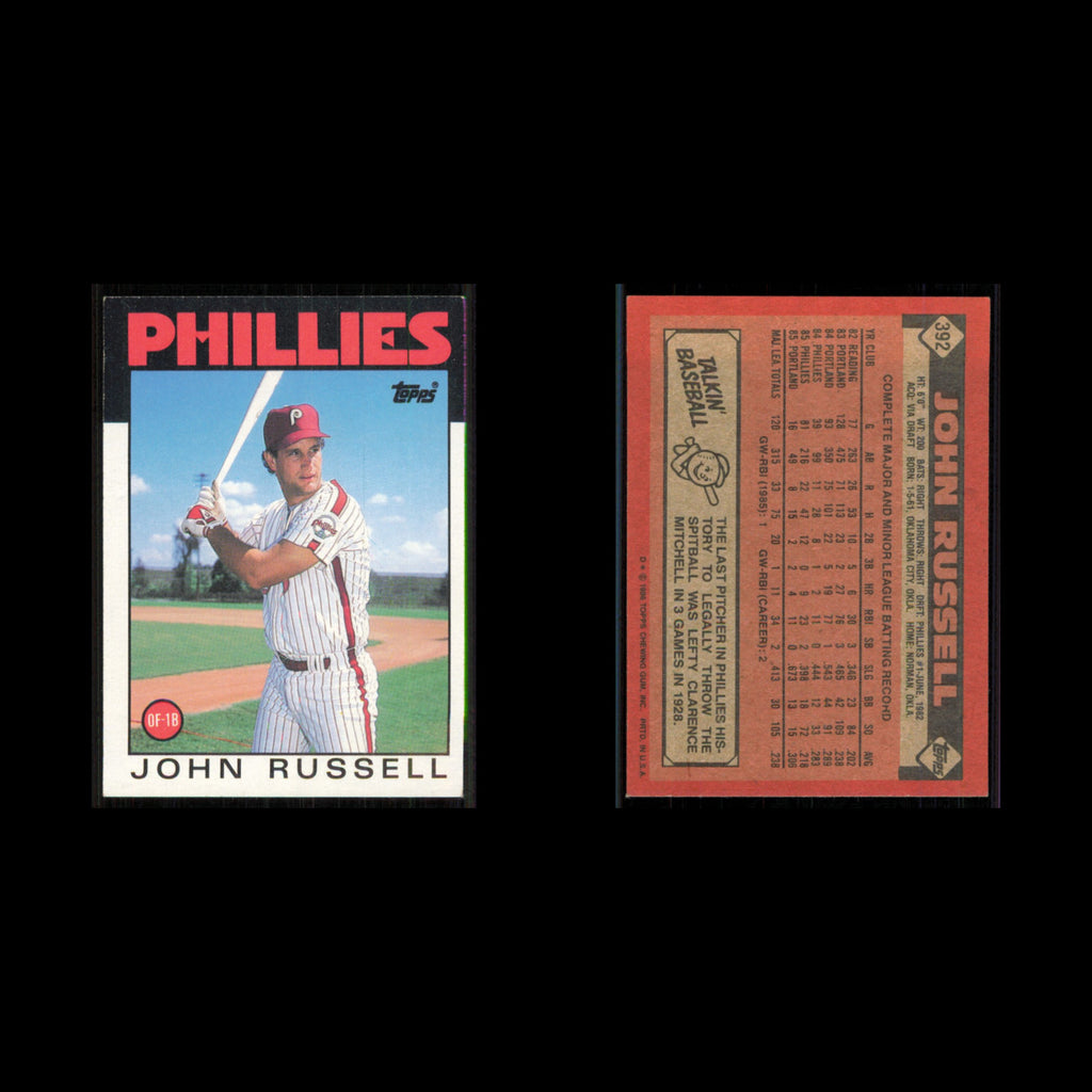 John Russell #392 1986 Topps Philadelphia Phillies Baseball Card MLB NM