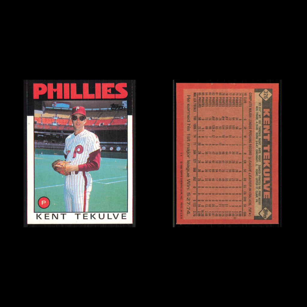 Kent Tekulve #326 1986 Topps Philadelphia Phillies Baseball Card MLB NM