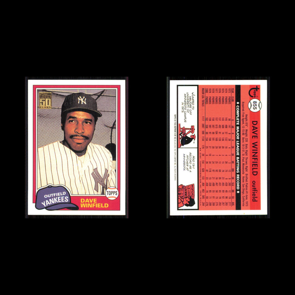 Dave Winfield #855 2001 Topps New York Yankees Baseball Card MLB NM