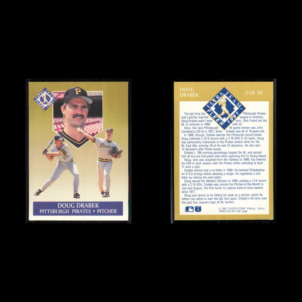 Doug Drabek #3 1991 Fleer Ultra Pittsburgh Pirates Baseball Card MLB NM