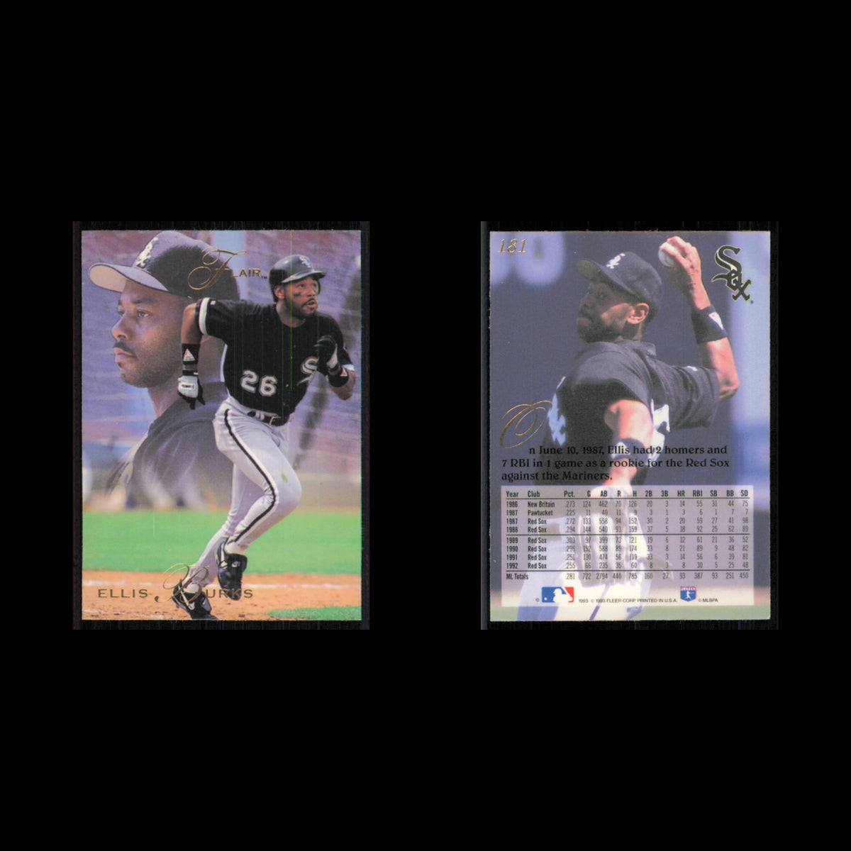 Ellis Burks #181 1993 Flair Chicago White Sox Baseball Card MLB NM