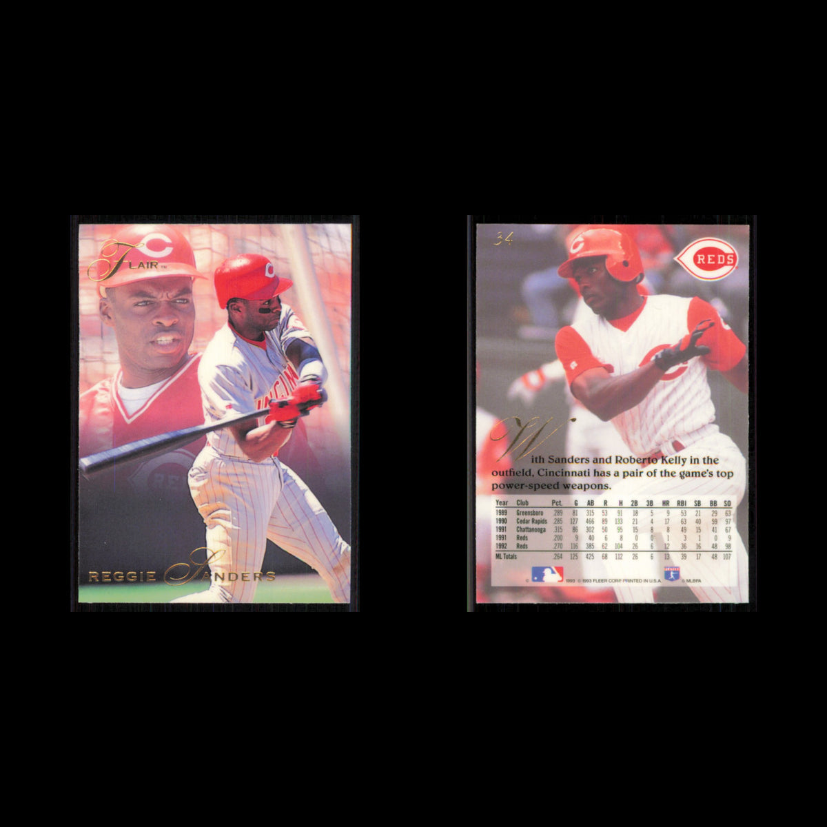 Roberto Kelly #26 1993 Flair Cincinnati Reds Baseball Card MLB NM