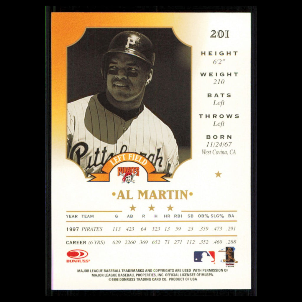Al Martin #201 1998 Leaf Pittsburgh Pirates Baseball Card MLB NM
