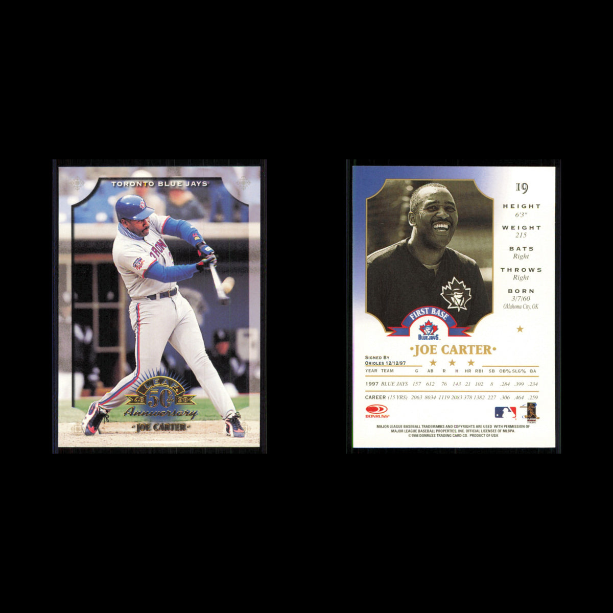 Joe Carter #19 1998 Leaf Toronto Blue Jays Baseball Card MLB NM