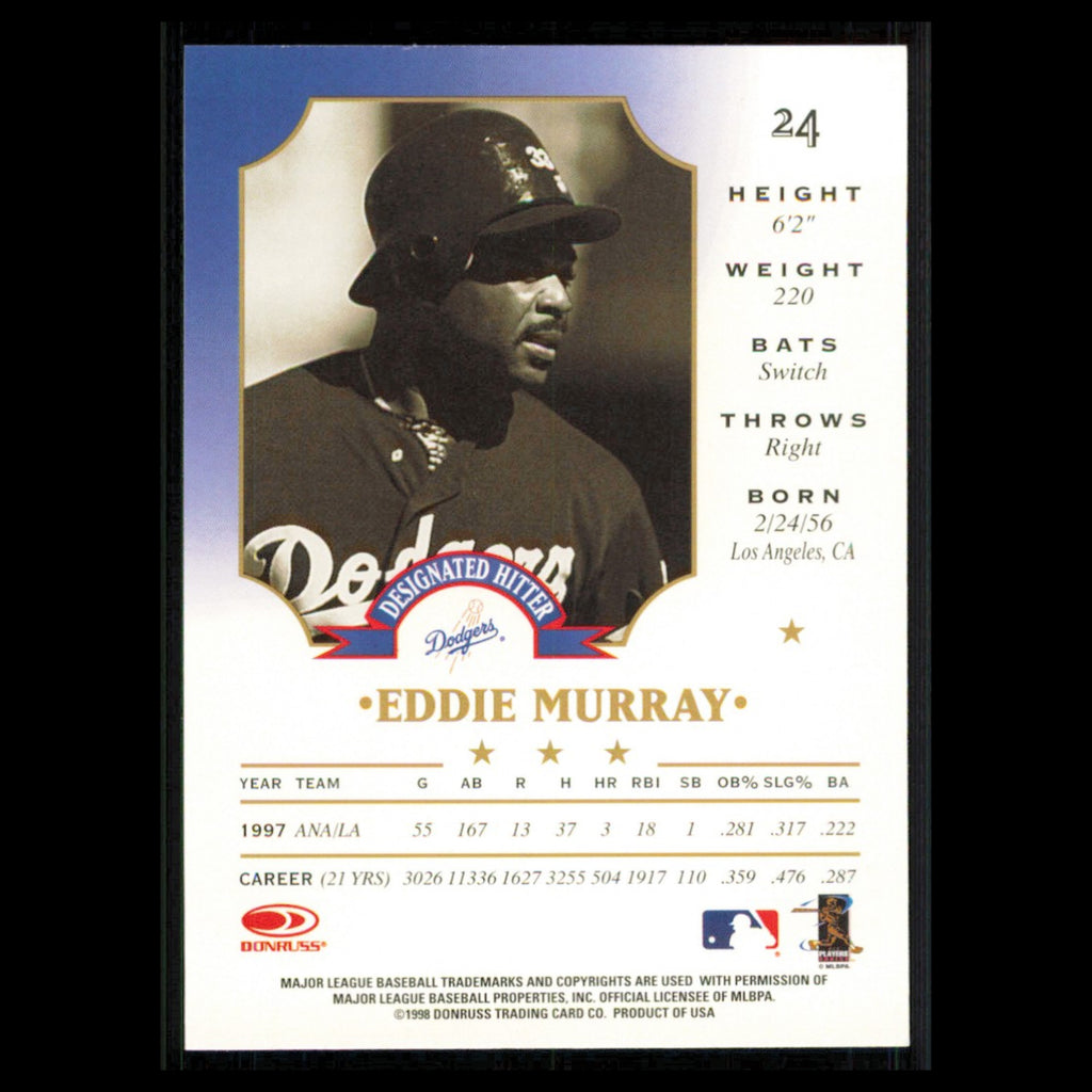 Eddie Murray #24 1998 Leaf Los Angeles Dodgers Baseball Card MLB NM