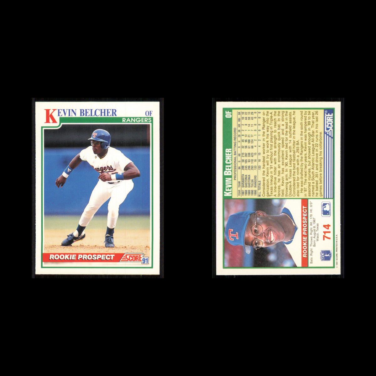 Kevin Belcher Rookie #714 1991 Score Texas Rangers Baseball Card MLB NM