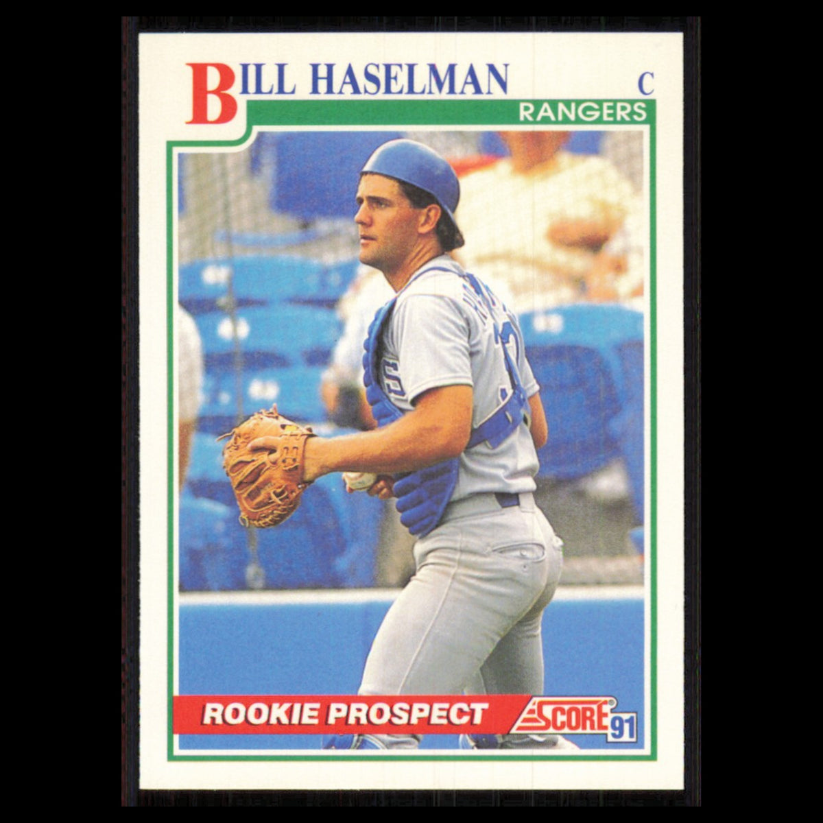 Bill Haselman Rookie #377 1991 Score Texas Rangers Baseball Card MLB NM