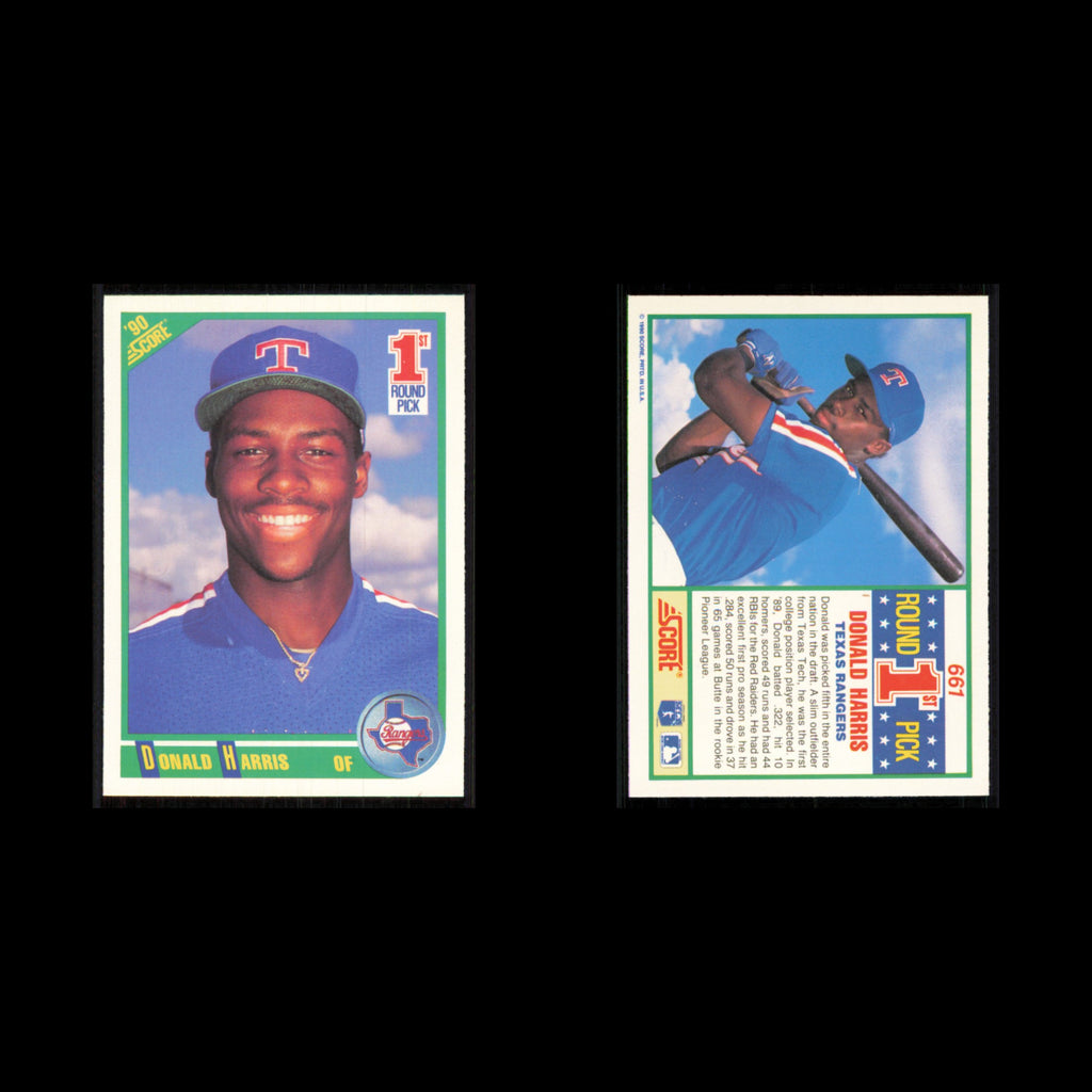 Donald Harris Rookie #661 1990 Score Texas Rangers Baseball Card MLB NM