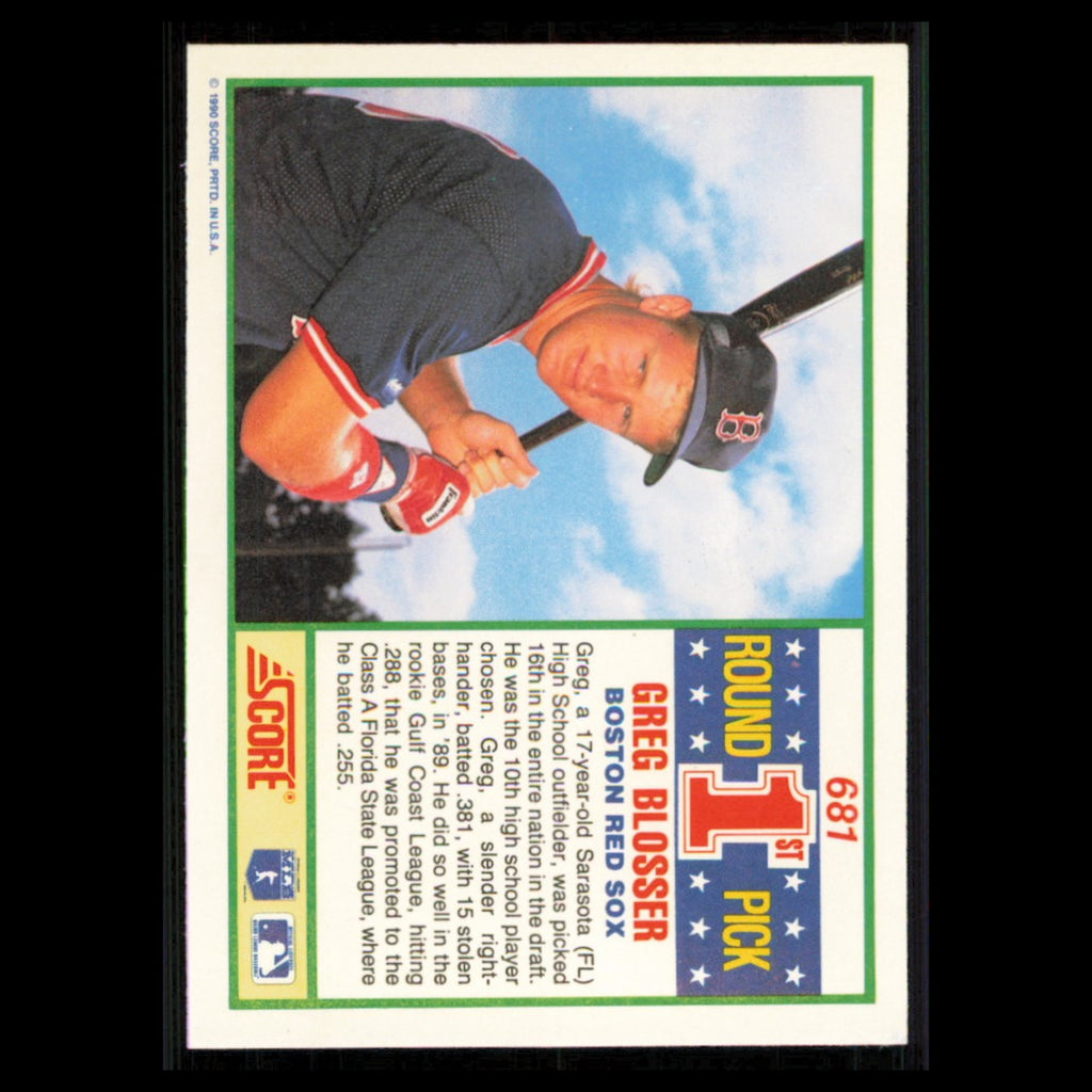 Greg Blosser Rookie #681 1990 Score Boston Red Sox Baseball Card MLB NM