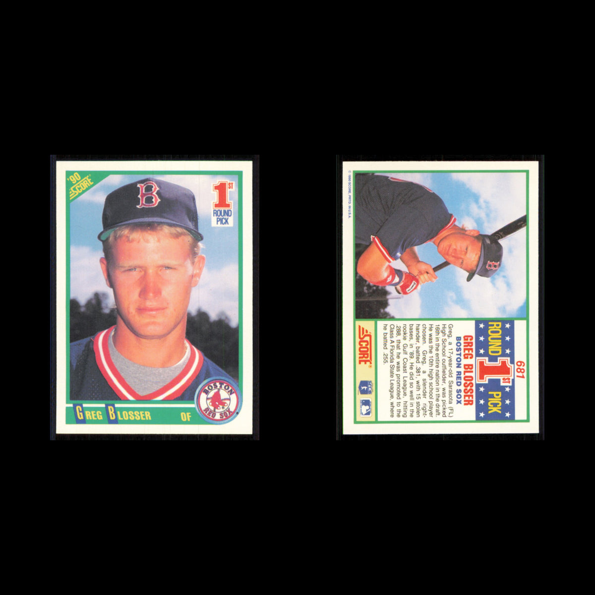 Greg Blosser Rookie #681 1990 Score Boston Red Sox Baseball Card MLB NM