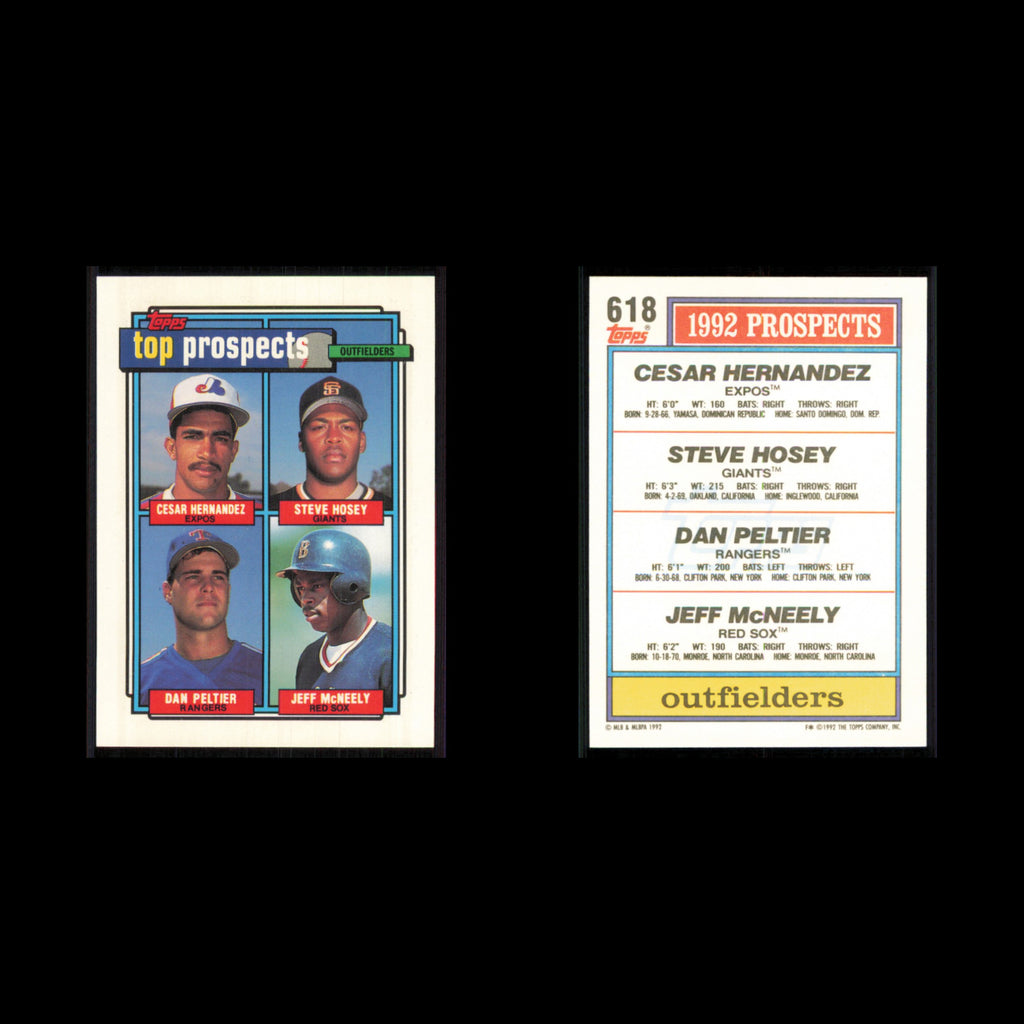 Cesar Hernandez/Steve Hosey/Dan Peltier/Jeff McNeely Rookie #618 1992 Topps Card