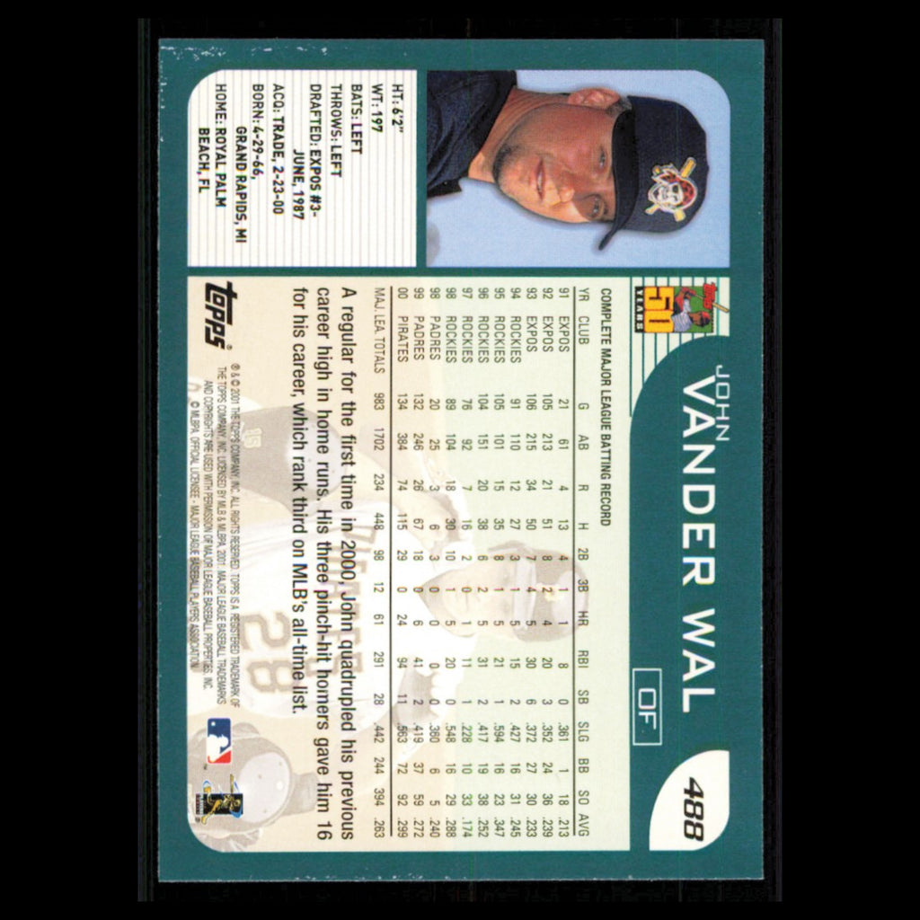 John Vander Wal #488 2001 Topps Pittsburgh Pirates Baseball Card MLB NM