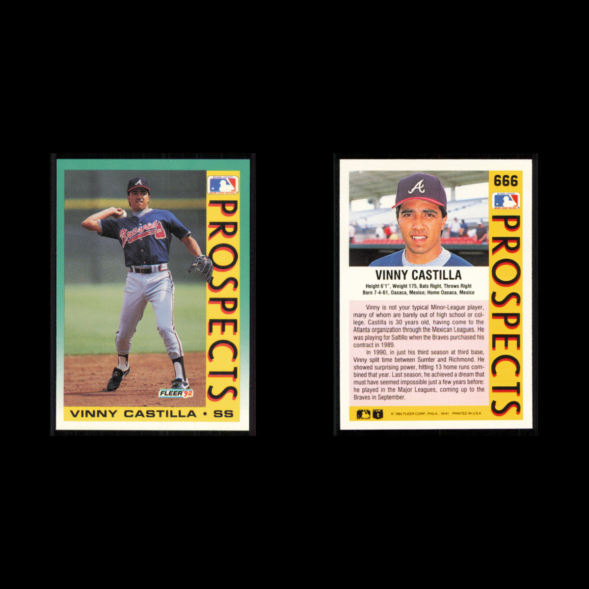 Vinny Castilla Rookie #666 1992 Fleer Atlanta Braves Baseball Card MLB NM