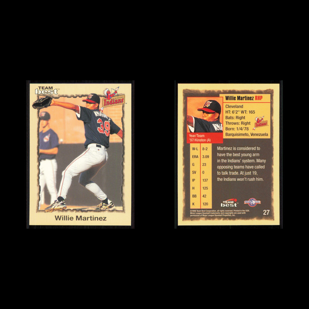 Willie Martinez #27 1998 Team Best Kinston Indians Baseball Card MLB NM