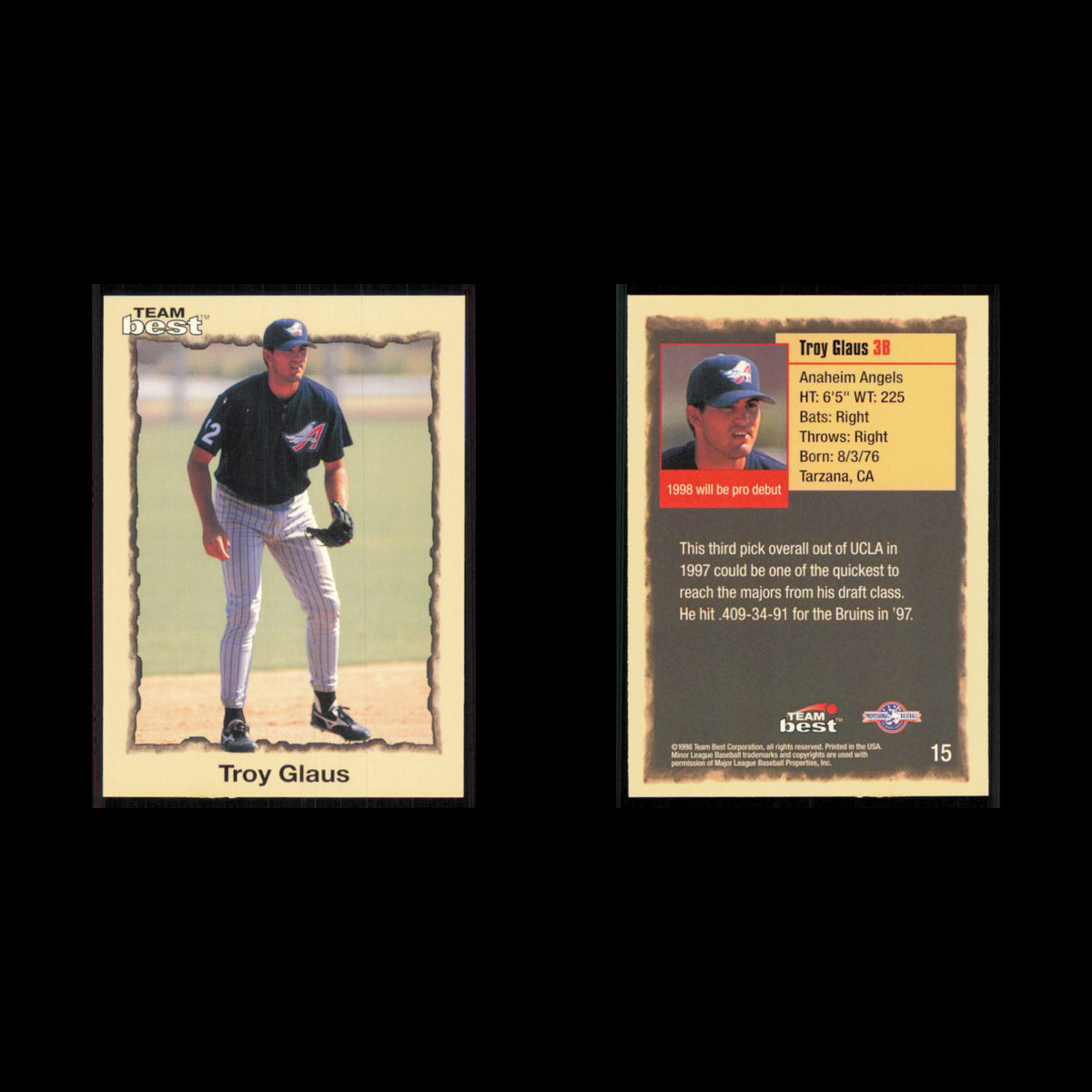 Troy Glaus #15 1998 Team Best Anaheim Angels Baseball Card MLB NM