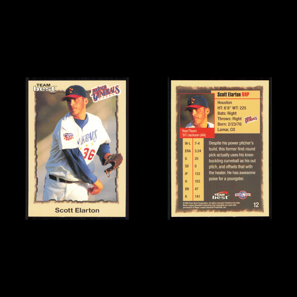 Scott Elarton #12 1998 Team Best Jackson Generals Baseball Card MLB NM