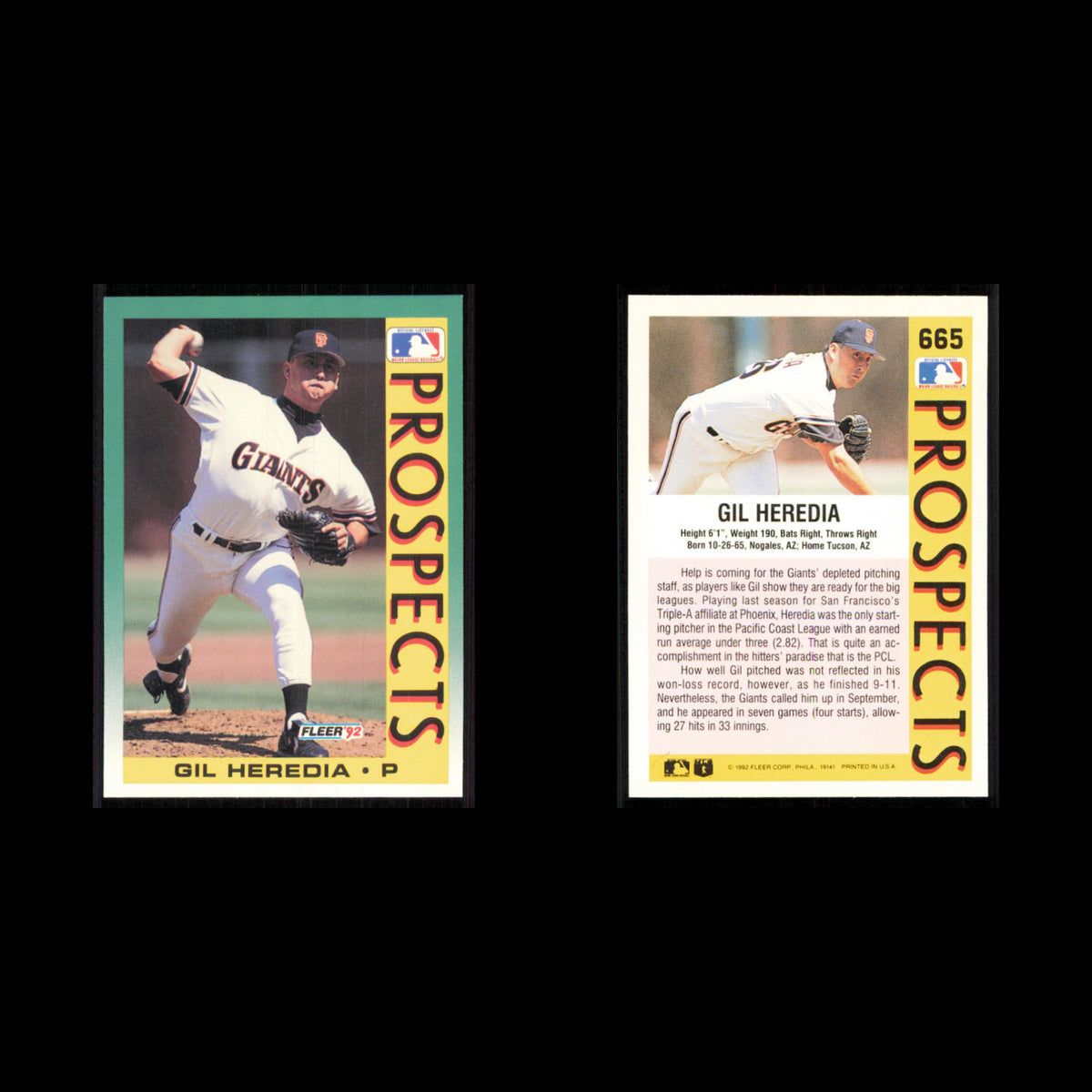 Gil Heredia Rookie #665 1992 Fleer San Francisco Giants Baseball Card MLB NM