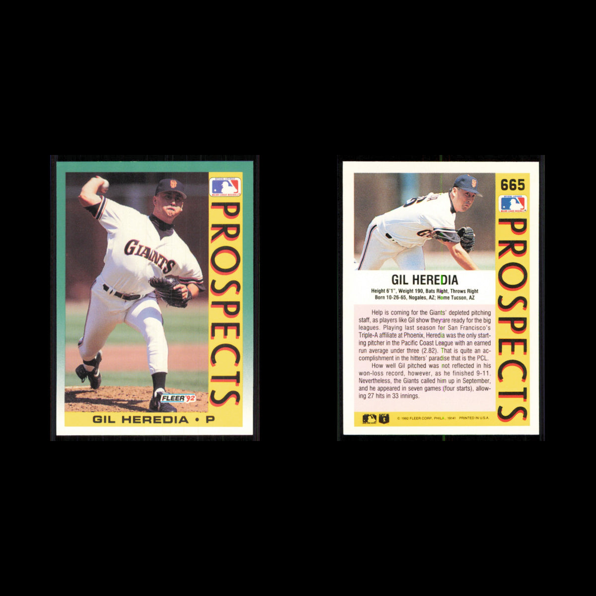 Gil Heredia Rookie #665 1992 Fleer San Francisco Giants Baseball Card MLB NM