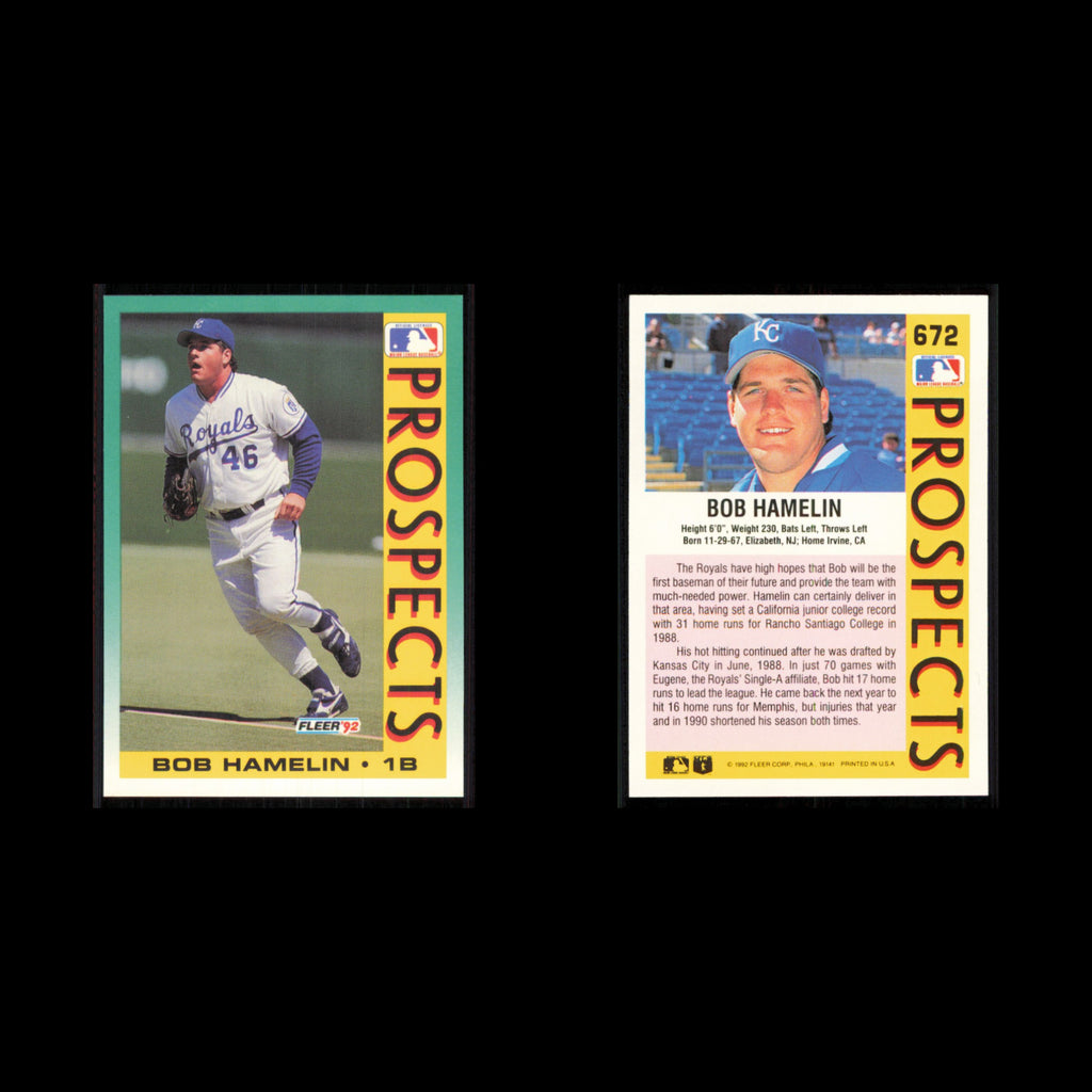 Bob Hamelin Rookie #672 1992 Fleer Kansas City Royals Baseball Card MLB NM