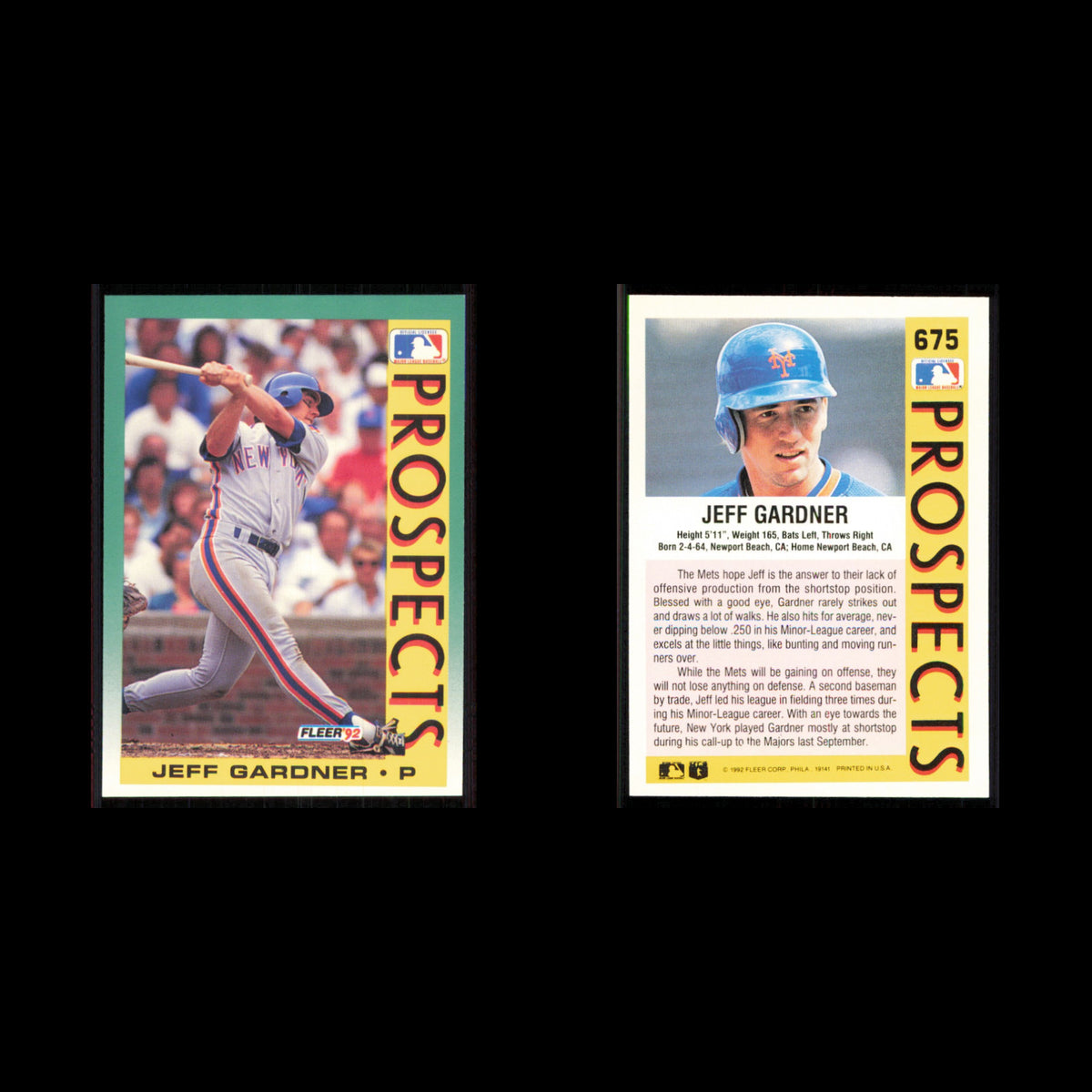 Jeff Gardner Rookie #675 1992 Fleer New York Mets Baseball Card MLB NM