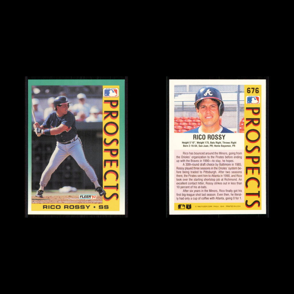 Rico Rossy Rookie #676 1992 Fleer Atlanta Braves Baseball Card MLB NM