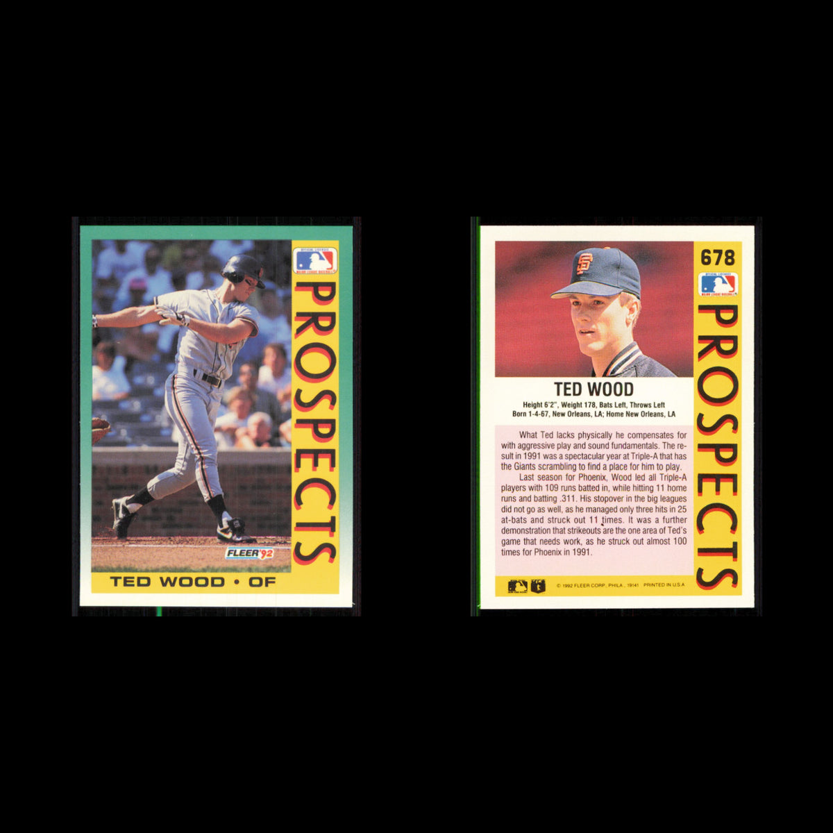 Ted Wood Rookie #678 1992 Fleer San Francisco Giants Baseball Card MLB NM