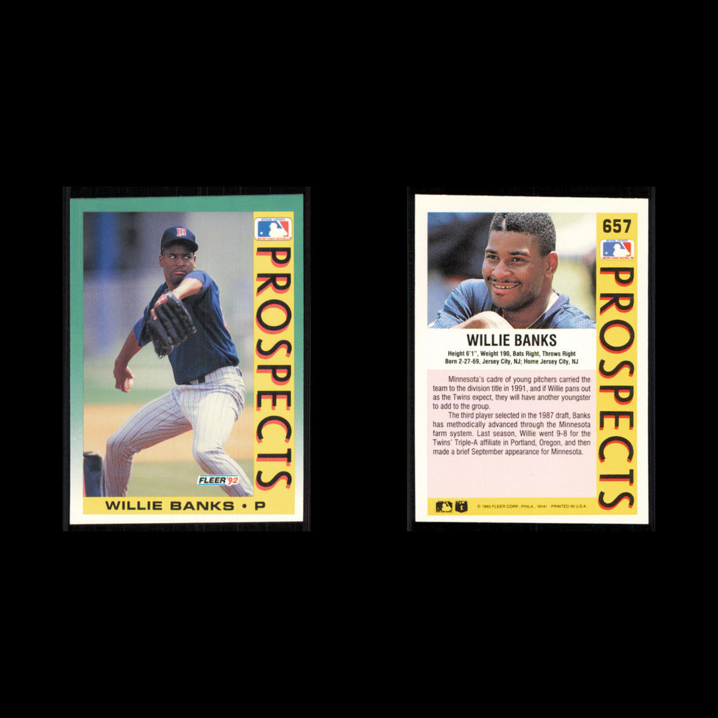 Willie Banks Rookie #657 1992 Fleer Minnesota Twins Baseball Card MLB NM