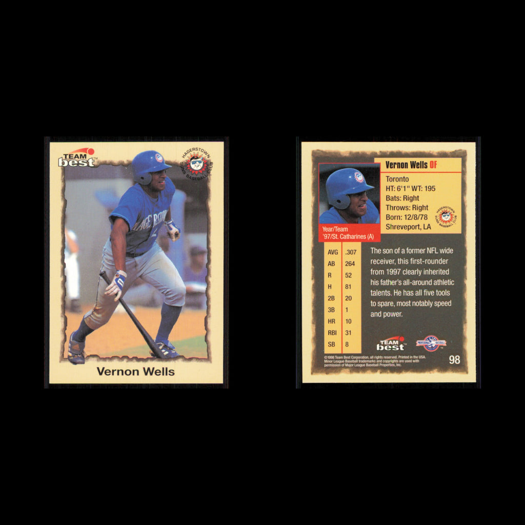 Vernon Wells #98 1998 Team Best Hagerstown Suns Baseball Card MLB NM