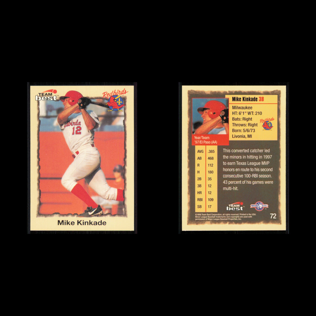 Mike Kinkade #72 1998 Team Best Louisville Redbirds Baseball Card MLB NM