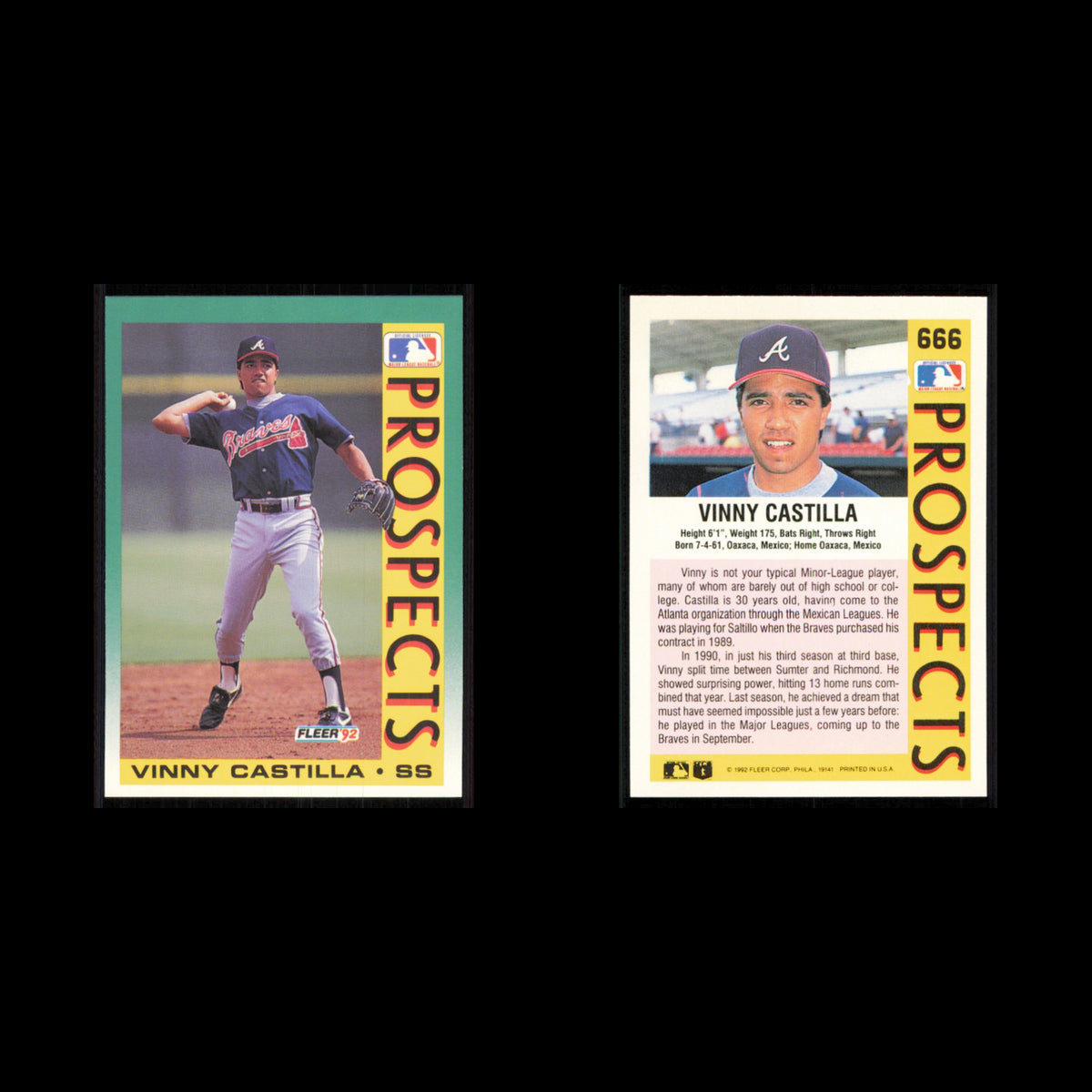 Vinny Castilla Rookie #666 1992 Fleer Atlanta Braves Baseball Card MLB NM