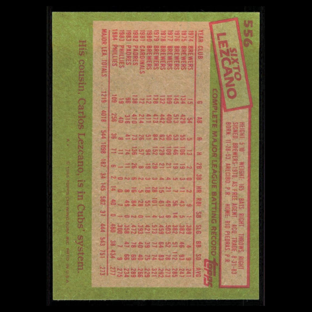 Sixto Lezcano #556 1985 Topps Philadelphia Phillies Baseball Card MLB NM