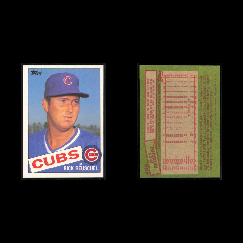 Rick Reuschel #306 1985 Topps Chicago Cubs Baseball Card MLB NM