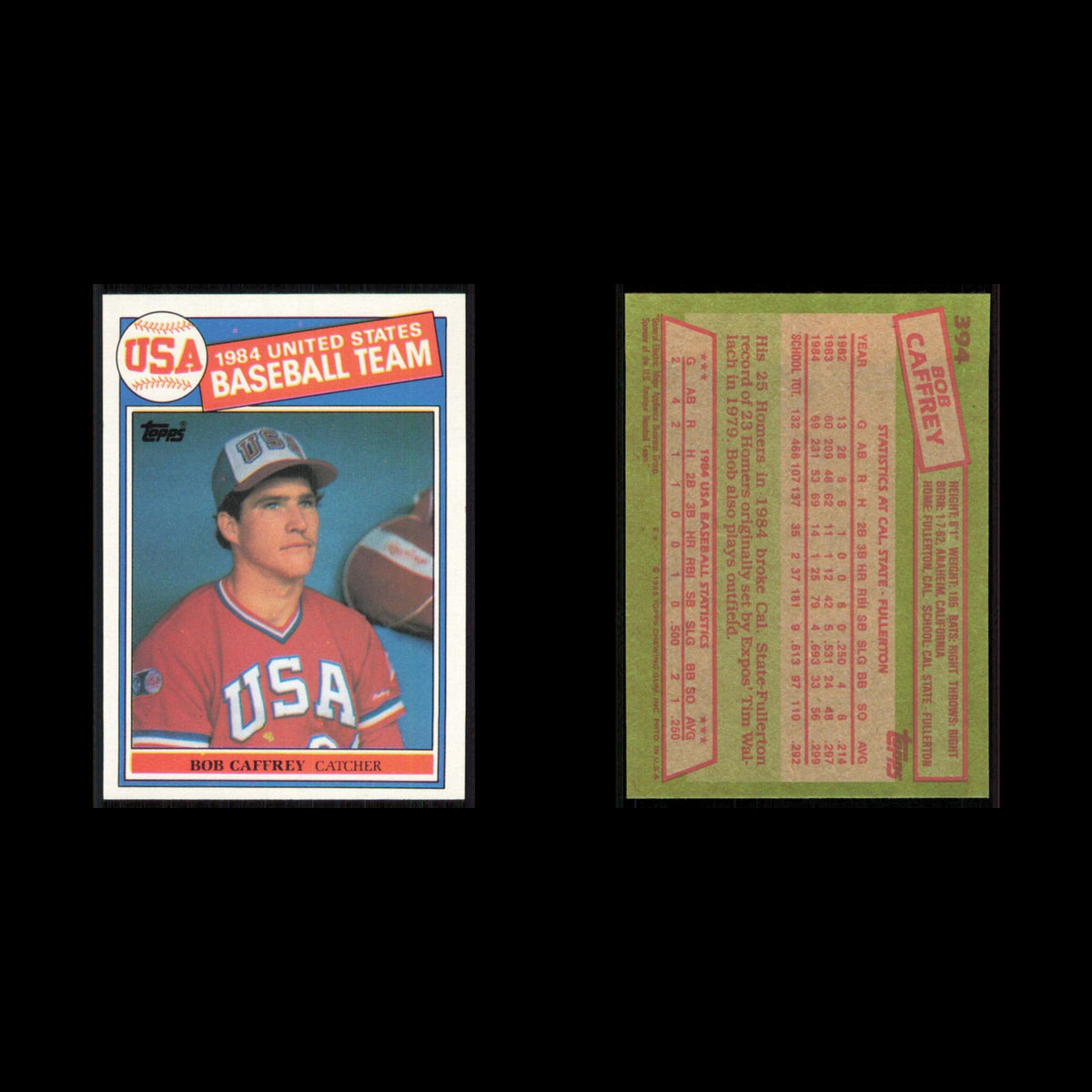 Bob Caffrey Rookie #394 1985 Topps USA Baseball Card MLB NM