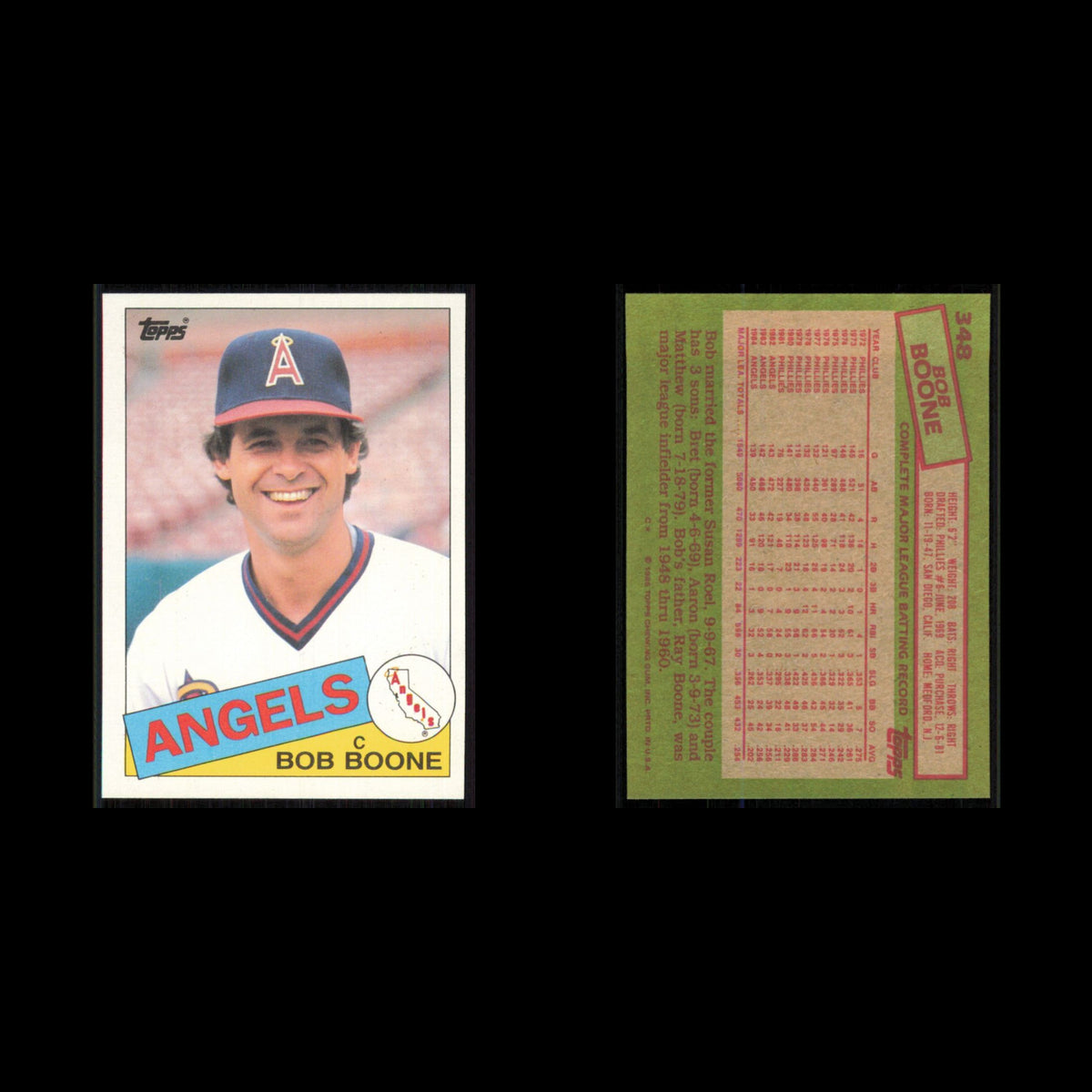 Bob Boone #348 1985 Topps California Angels Baseball Card MLB NM