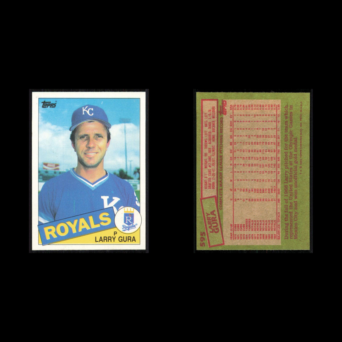 Larry Gura #595 1985 Topps Kansas City Royals Baseball Card MLB NM