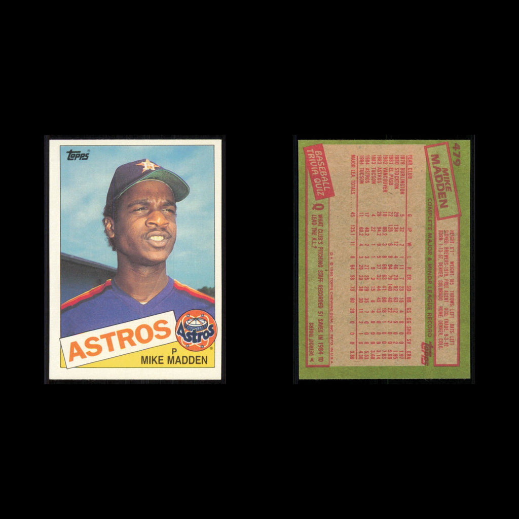 Mike Madden #479 1985 Topps Houston Astros Baseball Card MLB NM
